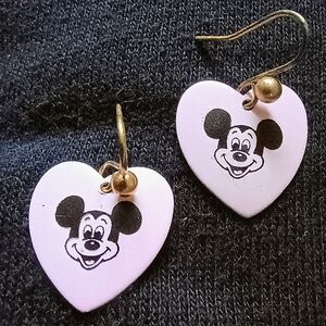 Mickey Mouse Heart Earrings - Pink